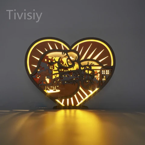 Dad's Love LED Wooden Night Light With Voice Control and Remote Control